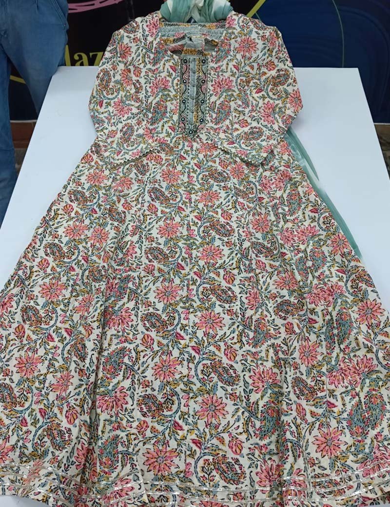 Floral  Printed Anarkali kurti 